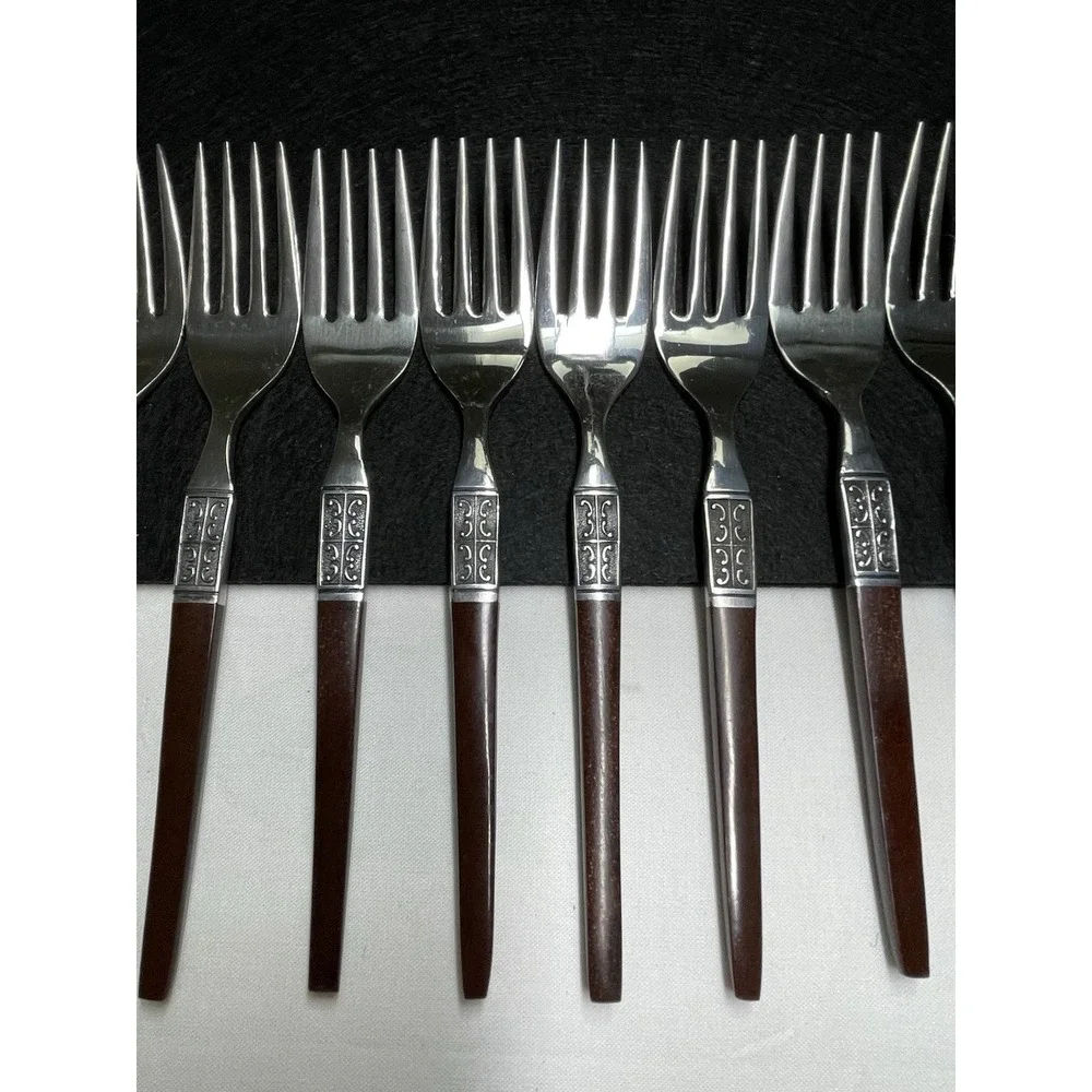 Vintage 1960s EKCO Eterna La Joya Set 12 Forks Silverware Flatware Made in Japan